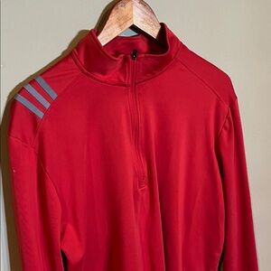 Adidas Men's Bold Red Quarter-Zip Jacket